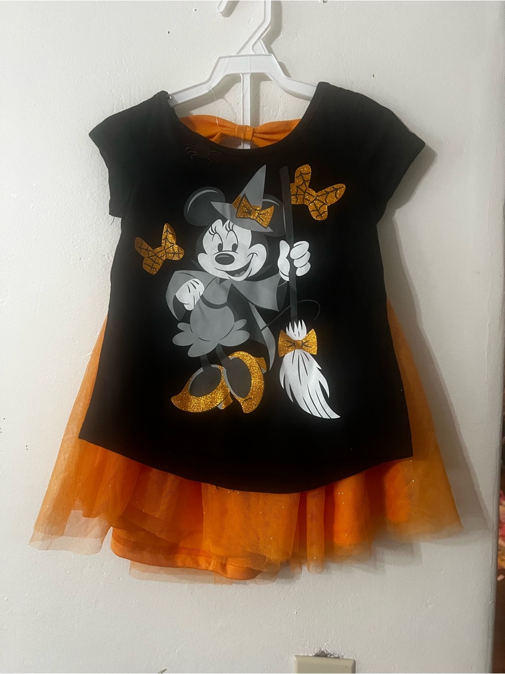 Disney set Minnie Mouse Black and Orange Witch Dress with Glitter Accents